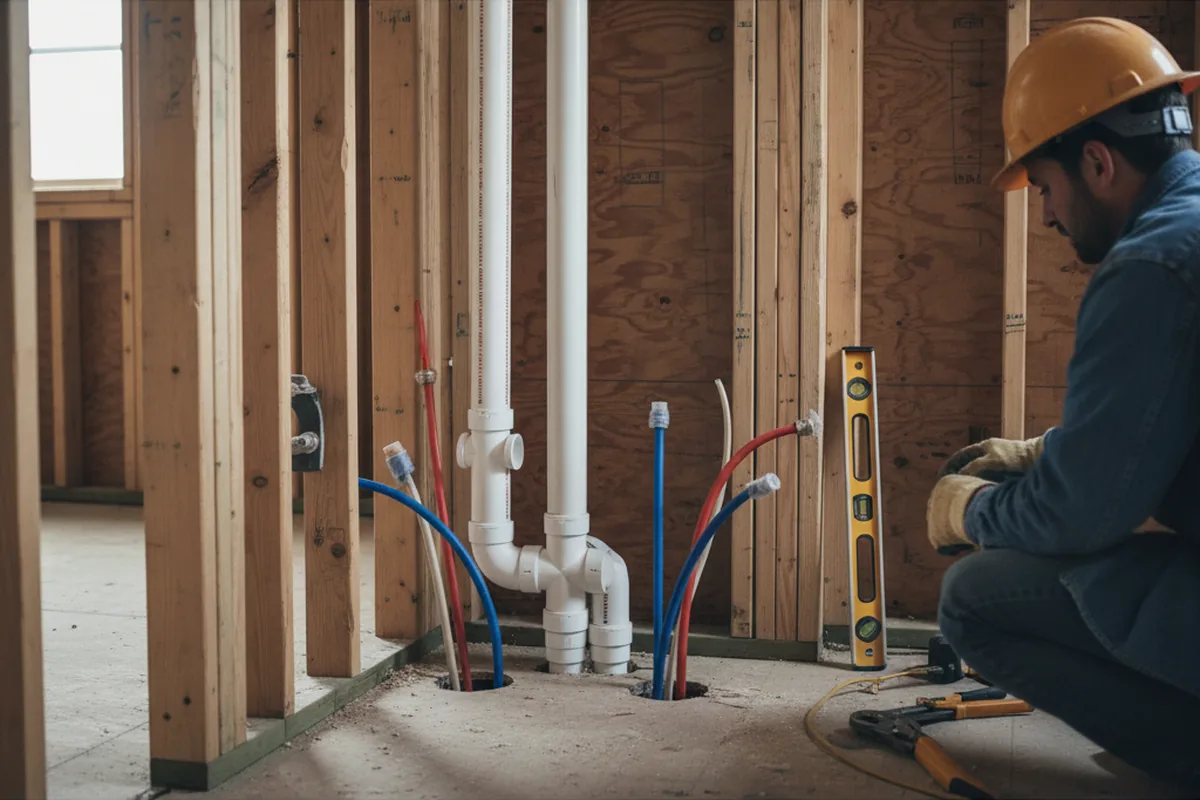 Drain and supply rough-in during Sump Pump Repair in Rhodesdale