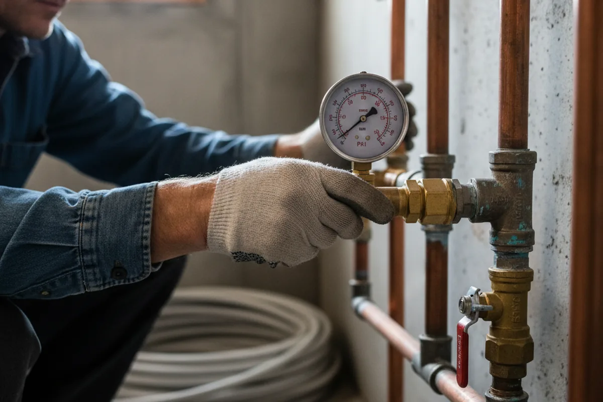 Pressure testing a repaired line during Water Line Repair in Rhodesdale